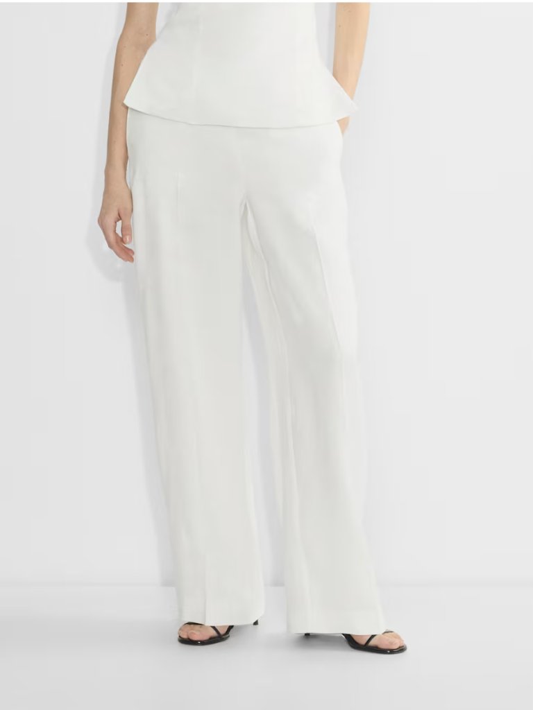 Aritzia Babaton Parity Linen Wide Leg Pants 0 Oak